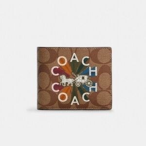 𝅺coach 3 In 1 Wallet In Signature Canvas With Coach Radial Rainbow NWT